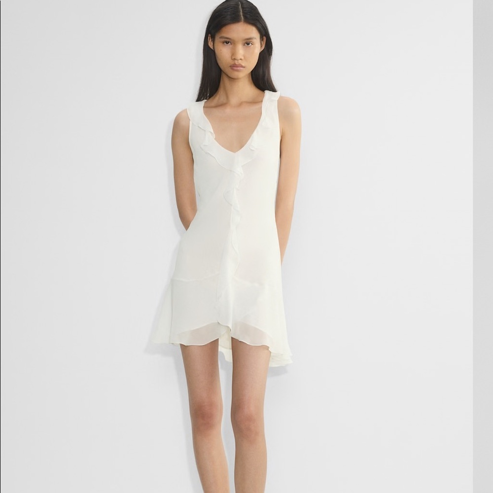 Aritzia Wilfred Hera Dress - White Ruffle Mini